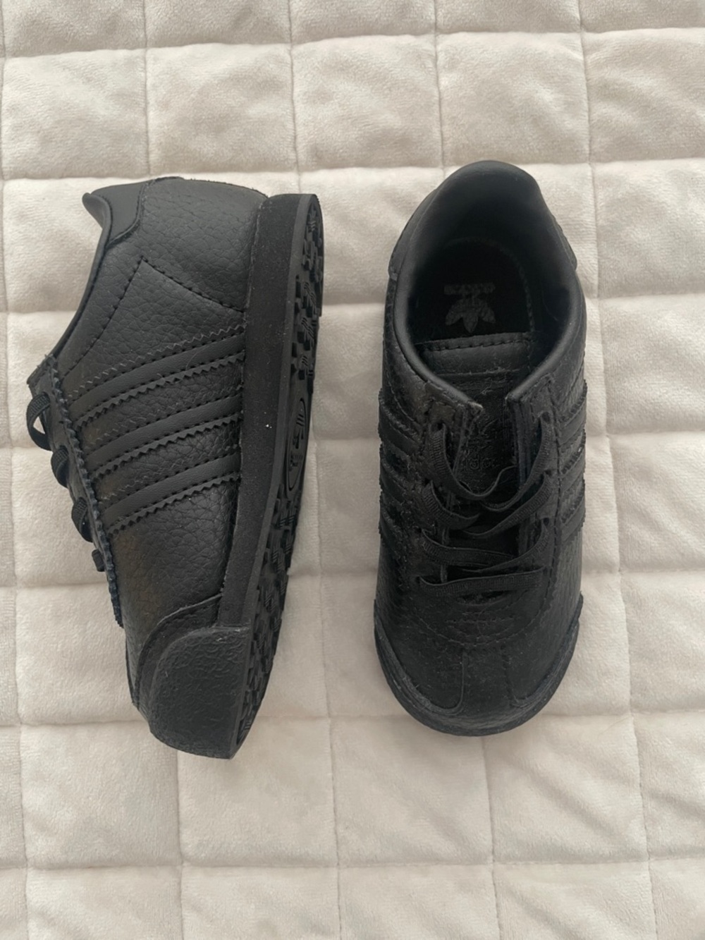 Adidas Black Leather Athletic Sneakers